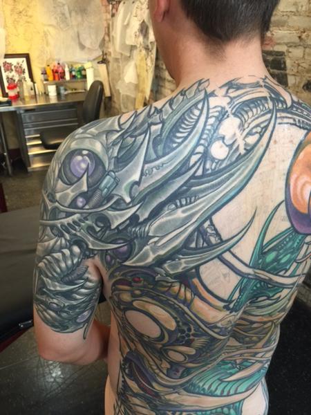 tattoos/ - Biomech Back and Shoulder Tattoo - 114801